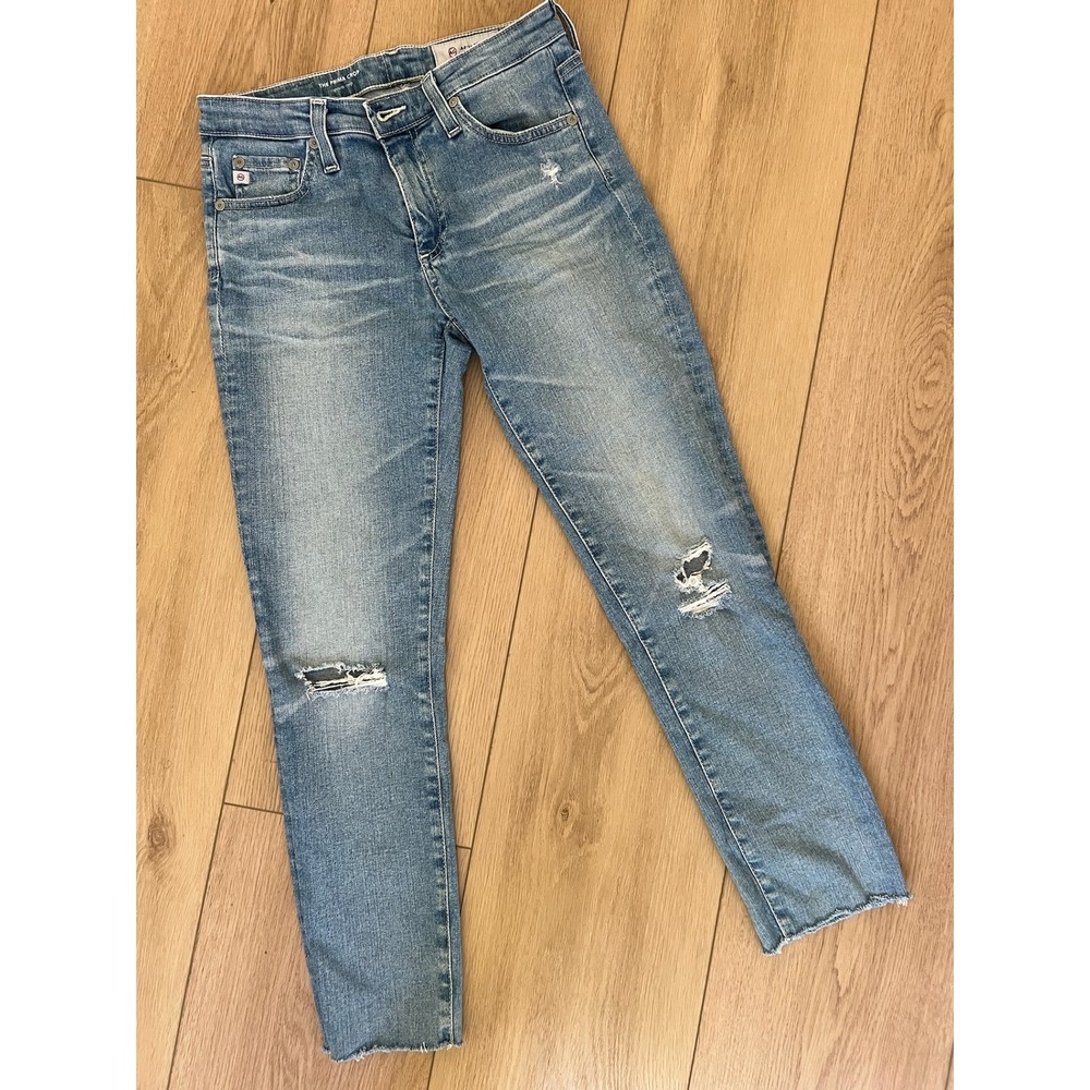AG Jeans The Prima Crop Ripped‎ Distressed Raw Hem Denim Jeans Size 26